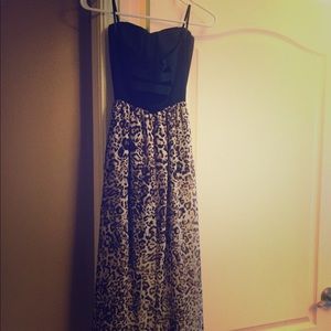 Papaya Black Leopard High-Low Strapless Dress